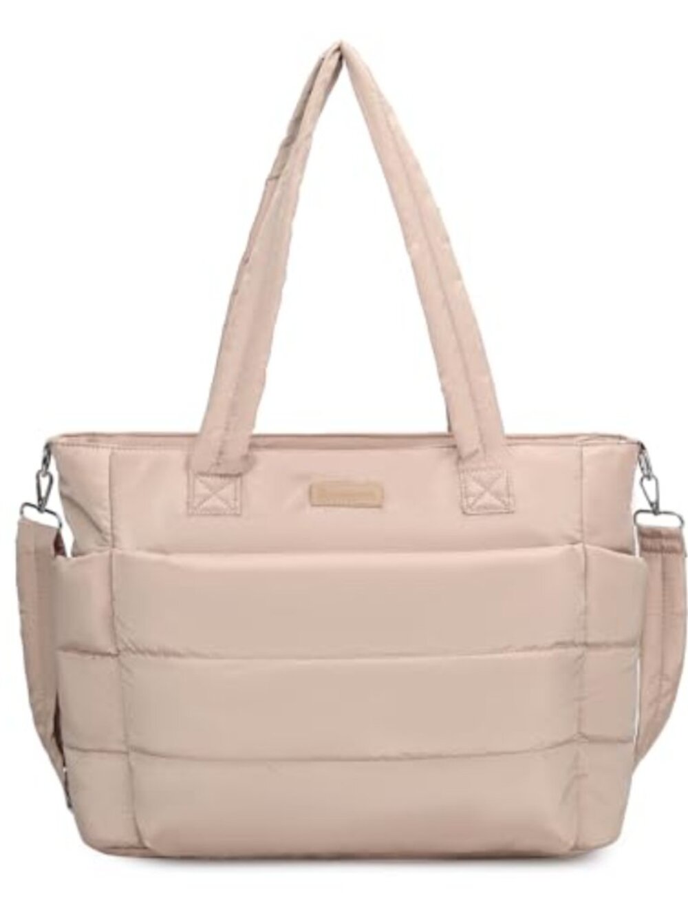 Lightweight Puffer Tote Bag with Crossbody Strap, Quilted Shoulder Bag, Laptop